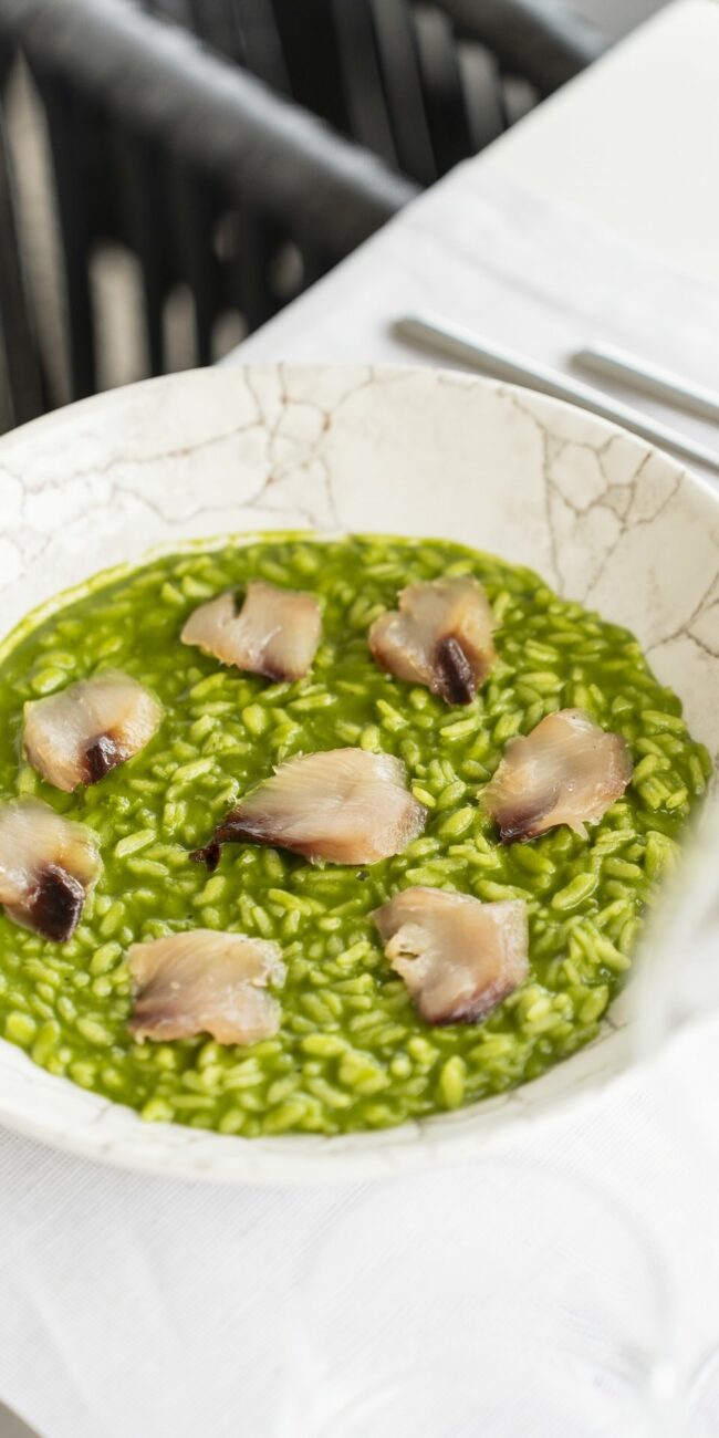 Risotto, aglio orsino e palamita affumicata - Ristorante SALEGROSSO