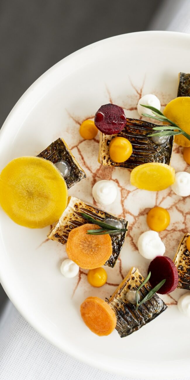 Sgombro, yogurt affumicato e carote - Ristorante SALEGROSSO